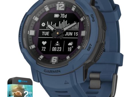 Garmin Instinct Crossover Solar Rugged Hybrid Smartwatch Blue + 2 Year Warranty For Discount