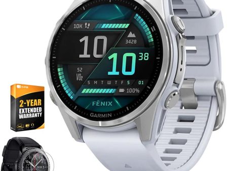 Garmin Fenix 8 43 mm, AMOLED, Silver w  Whitestone Silicone Band + Warranty Bundle Hot on Sale