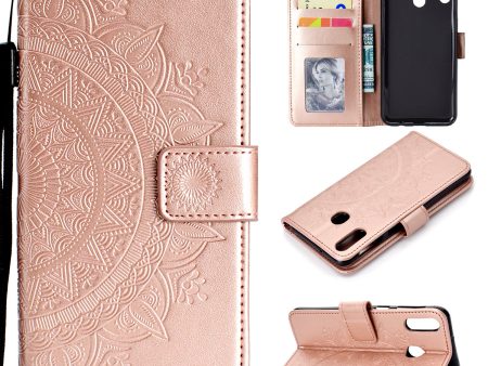 Imprint Flower Leather Phone Casing for Huawei Y6p For Cheap