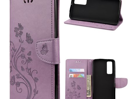 Butterfly Flower Imprinting Leather Case with Strap for Huawei P smart 2021   Y7a Supply