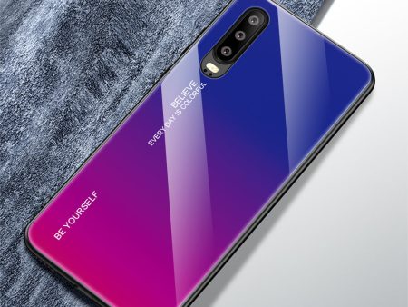 [Gradient Color] Glass + TPU + PC Hybrid Back Case for Huawei P30 on Sale