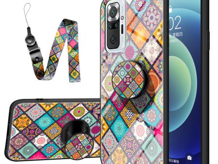 Colorful Flower Printing Design Glass Hybrid Phone Case Protector with Lanyard for Xiaomi Redmi Note 10 Pro Hot on Sale