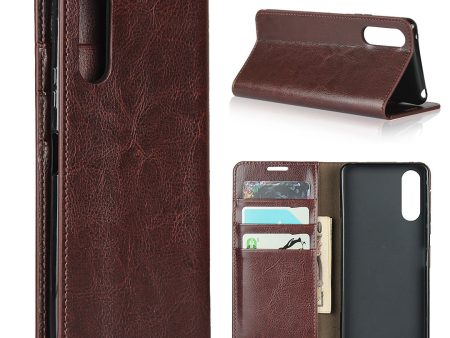 Crazy Horse Wallet Stand Genuine Leather Case Phone Shell for Sony Xperia 10 II Online Sale