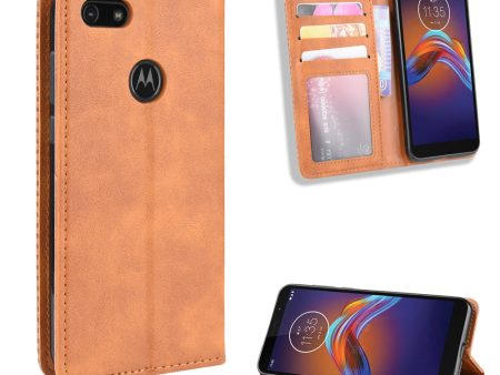 Retro Style Skin PU Leather Wallet Cover for Motorola Moto E6 Play Online now