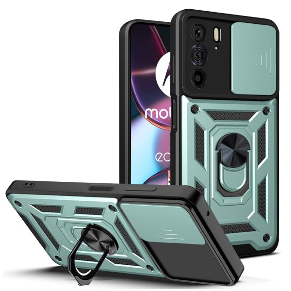 For Motorola Edge 30 Pro Anti-scratch Slide Camera Cover Hard PC + TPU Ring Kickstand Case Anti-drop Phone Shell Online Hot Sale