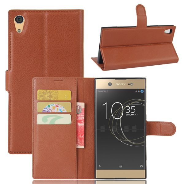 Litchi Skin Leather Wallet Cover for Sony Xperia XA1 Ultra For Sale