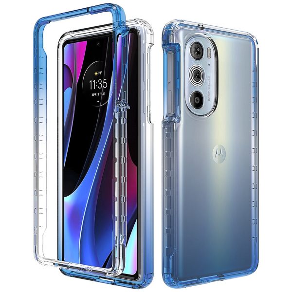 For Motorola Edge 30 Pro (Motorola Edge+ (2022)) Well-protected Transparent TPU + PC Hybrid Case Gradient Color Anti-fall Phone Cover For Sale