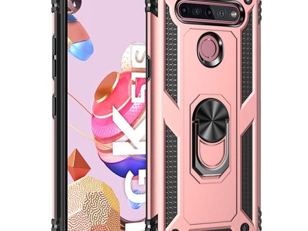 Hybrid PC + TPU Anti-drop Phone Case with Ring Kickstand for LG K51S Cheap