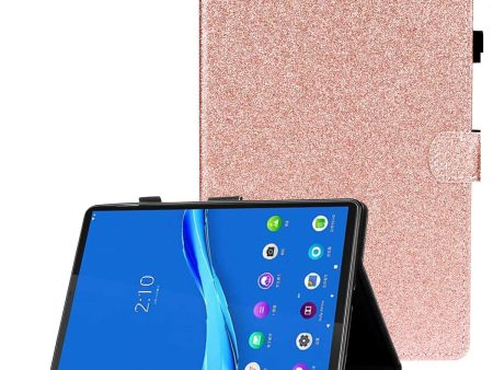 For Lenovo Tab M10 (Gen 3) TB-328F Glitter Powder PU Leather Folio Cover Card Slots Design Folding Stand Auto Wake Sleep Smart Cover with Pencil Holder Cheap