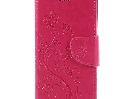 Imprint Butterfly Flowers Magnetic Wallet Leather Stand Shell for LG Q6 M700N (EU Version)   Q6 Plus For Sale