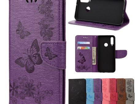 Imprint Flower Butterfly Leather Wallet Stand Case for Huawei Y6p Online