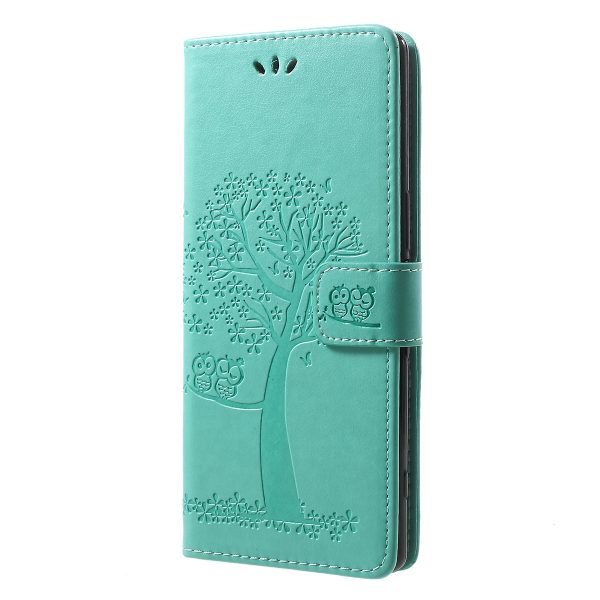 Imprint Tree Owl Leather Wallet Stand Case for Sony Xperia 1 Discount