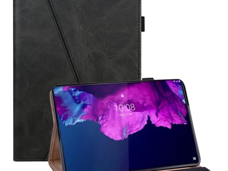 Drop-Resistant Plain Leather Tablet Stand Cover with Card Holder and Pen Strap for Lenovo Tab P11 TB-J606F   Tab P11 5G For Discount