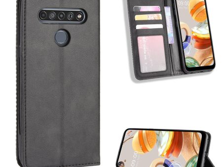 Auto-absorbed Retro Leather Wallet Stand Shell for LG K61 For Cheap