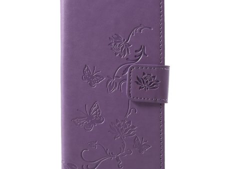 Imprint Butterfly Flower Leather Wallet Stand Casing for Huawei Y6 (2018) Honor 7A (without Fingerprint Sensor) Sale