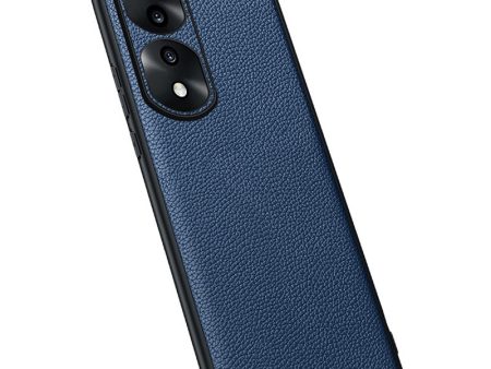 Camera Lens Protection Litchi Texture Case for Honor 70 5G, Genuine Cowhide Leather Coated TPU Cover Supply