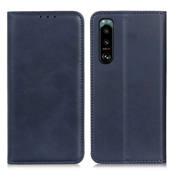 Auto-absorbed Split Leather Wallet Phone Cover with Stand Shell for Sony Xperia 5 III 5G For Sale