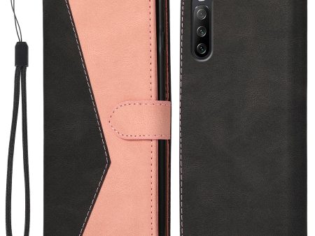 Bi-color Splicing Leather Shell Mobile Phone Wallet Case with Stand Function for Sony Xperia L4 Online Sale